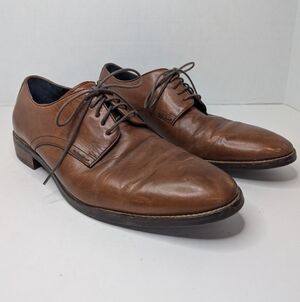 Cole Haan Grand.OS Oxford Brown Leather Lace Up Dress Shoes Round Toe Mens 10 M